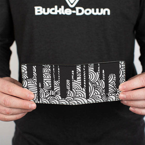 Buckle-Down Bi-Fold Wallet - Doodle1 Paint Drips White Black
