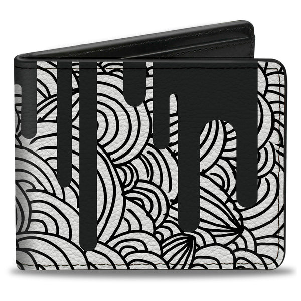 Buckle-Down Bi-Fold Wallet - Doodle1 Paint Drips White Black