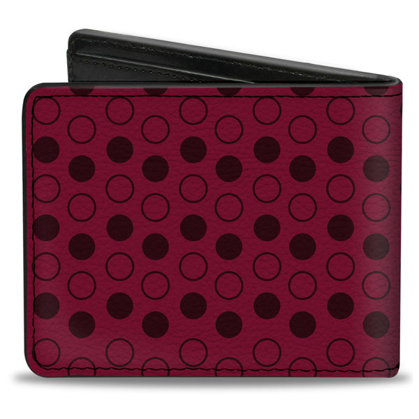 Buckle-Down Bi-Fold Wallet - Dots Solid Outline Maroon