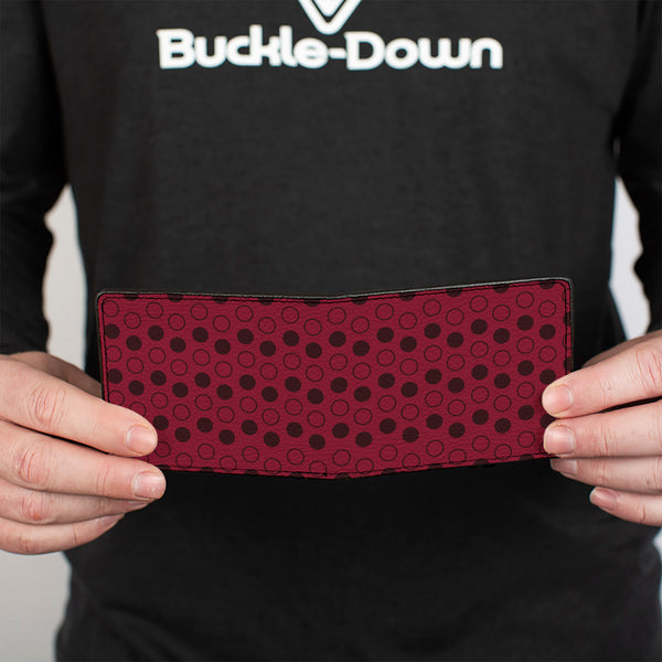 Buckle-Down Bi-Fold Wallet - Dots Solid Outline Maroon