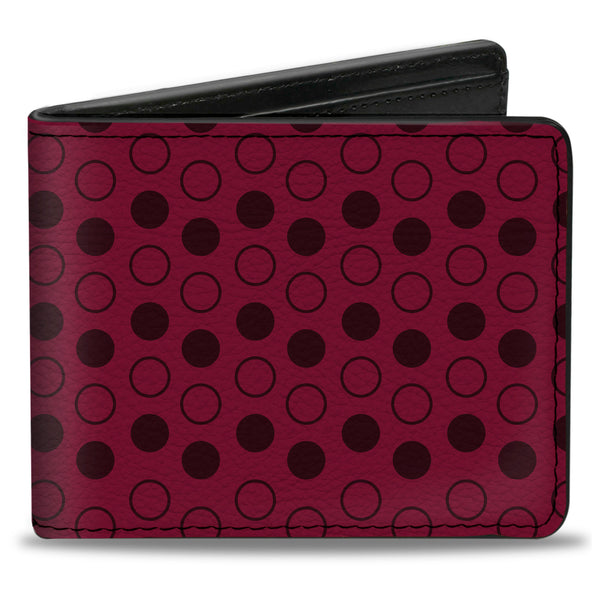 Buckle-Down Bi-Fold Wallet - Dots Solid Outline Maroon