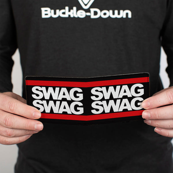 Buckle-Down Bi-Fold Wallet - Double SWAG Black White Red Stripe