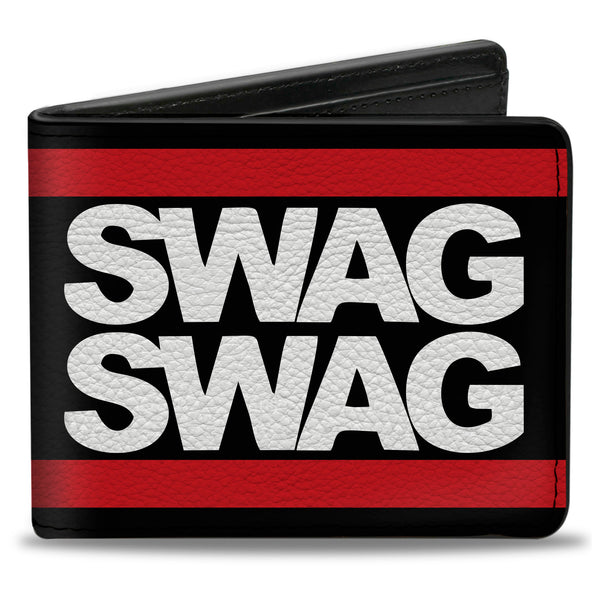 Buckle-Down Bi-Fold Wallet - Double SWAG Black White Red Stripe