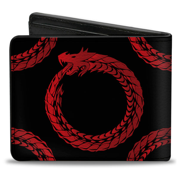 Buckle-Down Bi-Fold Wallet - Dragon Ouroboros Black Reds