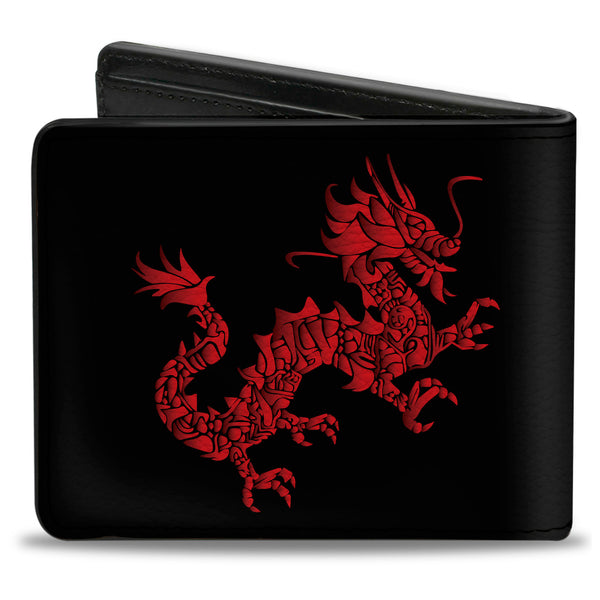 Buckle-Down Bi-Fold Wallet - Dragon Reflection Black Reds