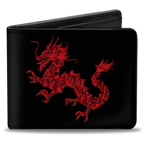 Buckle-Down Bi-Fold Wallet - Dragon Reflection Black Reds