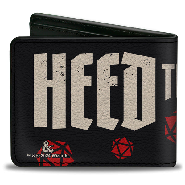 Buckle-Down Bi-Fold Wallet - Dungeons & Dragons HEED THE CALL With Dice Black/White/Red