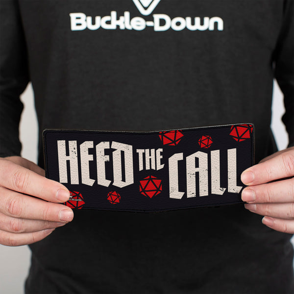 Buckle-Down Bi-Fold Wallet - Dungeons & Dragons HEED THE CALL With Dice Black/White/Red