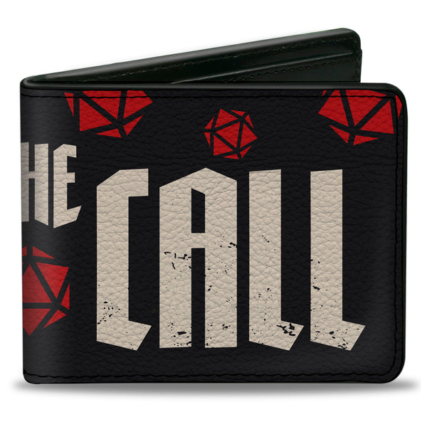Buckle-Down Bi-Fold Wallet - Dungeons & Dragons HEED THE CALL with Dice Black/White/Red
