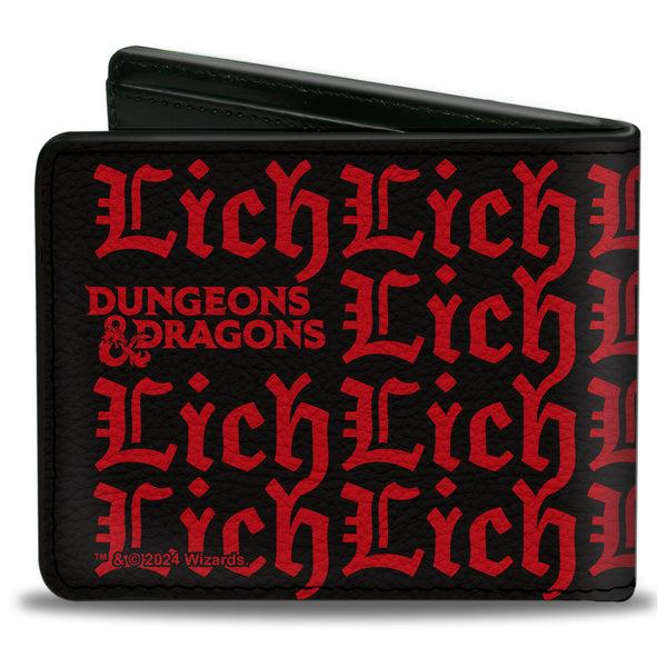 Buckle-Down Bi-Fold Wallet - Dungeons & Dragons LICH Monster Illustration And Text Black/Red/White