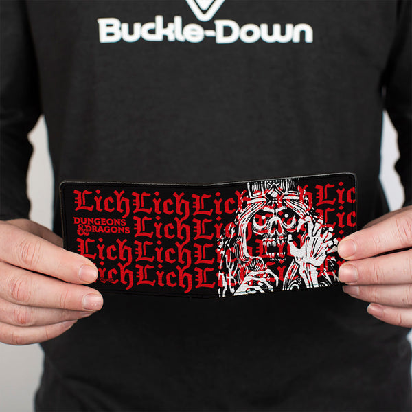 Buckle-Down Bi-Fold Wallet - Dungeons & Dragons LICH Monster Illustration And Text Black/Red/White