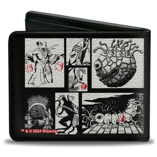 Buckle-Down Bi-Fold Wallet - Dungeons & Dragons Monster Illustration Blocks2 Black/White