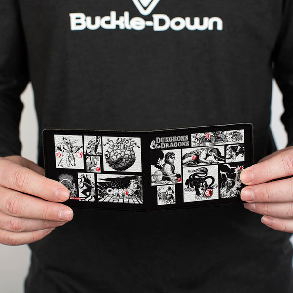 Buckle-Down Bi-Fold Wallet - Dungeons & Dragons Monster Illustration Blocks2 Black/White