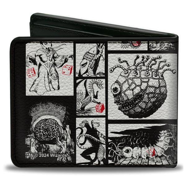Buckle-Down Bi-Fold Wallet - Dungeons & Dragons Monster Illustration Blocks Black/White