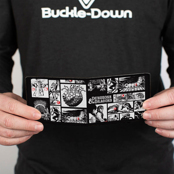 Buckle-Down Bi-Fold Wallet - Dungeons & Dragons Monster Illustration Blocks Black/White