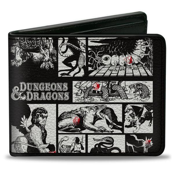 Buckle-Down Bi-Fold Wallet - Dungeons & Dragons Monster Illustration Blocks Black/White