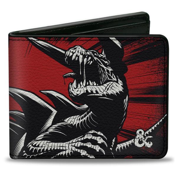 Buckle-Down Bi-Fold Wallet - Dungeons & Dragons TARRASQUE Monster and Text Black/Red/White