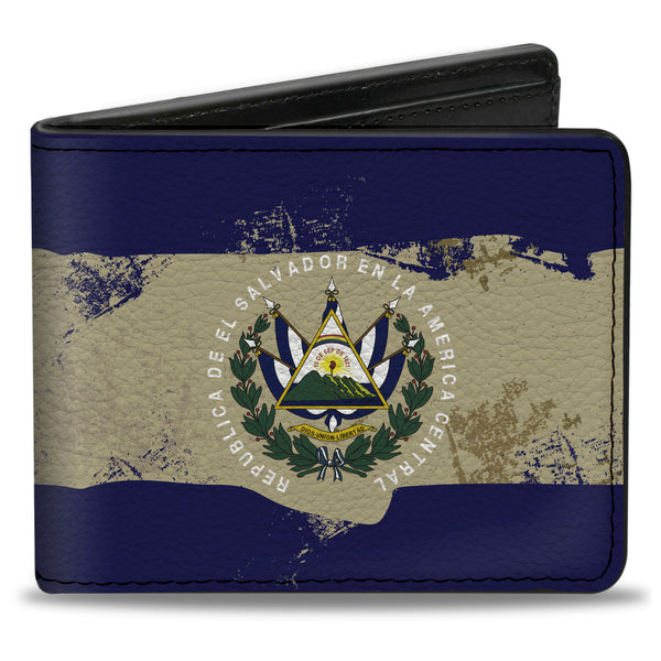 Buckle-Down Bi-Fold Wallet - El Salvador Flag Distressed Painting