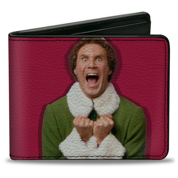 Buckle-Down Bi-Fold Wallet - Elf Buddy the Elf Screaming Pose + MUGGINS Quote Red White