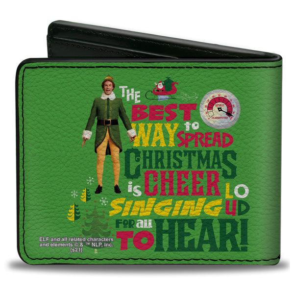 Buckle-Down Bi-Fold Wallet - Elf Buddy The Elf THE BEST WAY TO SPREAD CHRISTMAS CHEER Quote Greens Red Yellow White