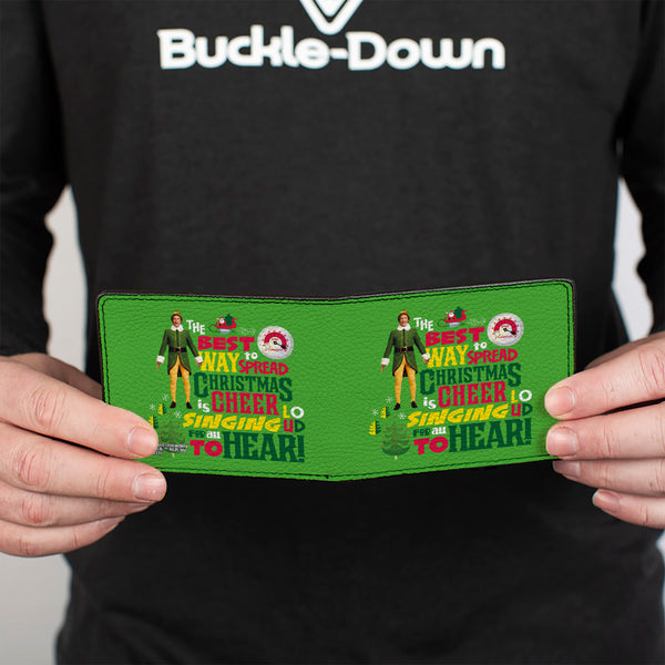 Buckle-Down Bi-Fold Wallet - Elf Buddy The Elf THE BEST WAY TO SPREAD CHRISTMAS CHEER Quote Greens Red Yellow White