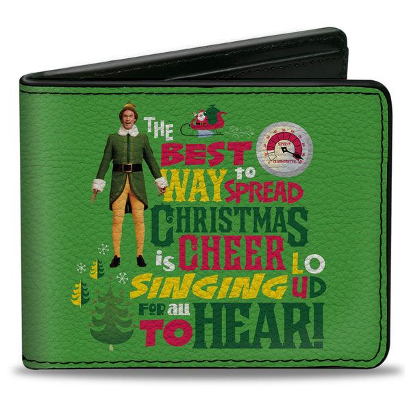 Buckle-Down Bi-Fold Wallet - Elf Buddy the Elf THE BEST WAY TO SPREAD CHRISTMAS CHEER Quote Greens Red Yellow White