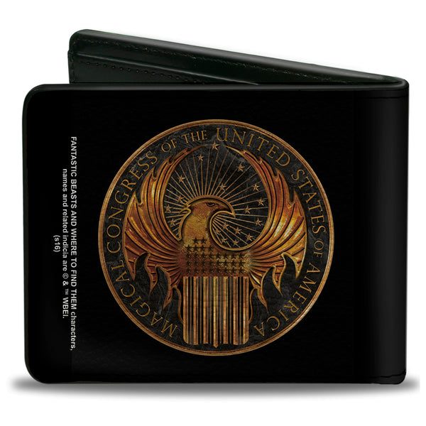 Buckle-Down Bi-Fold Wallet - Fantastic Beasts And Where To Find Them MACUSA Seal Black Golds