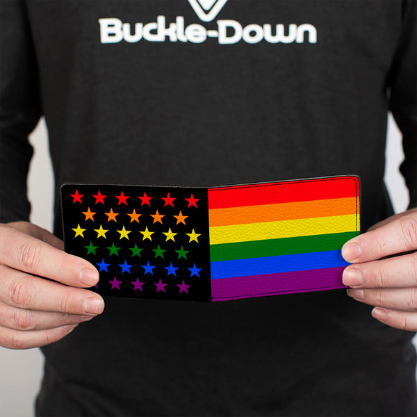 Buckle-Down Bi-Fold Wallet - Flag American Pride Rainbow Black