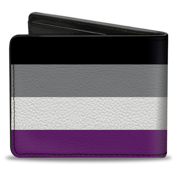 Buckle-Down Bi-Fold Wallet - Flag Asexual Black Gray White Purple