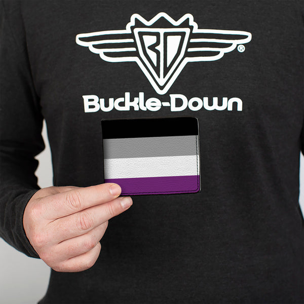 Buckle-Down Bi-Fold Wallet - Flag Asexual Black Gray White Purple