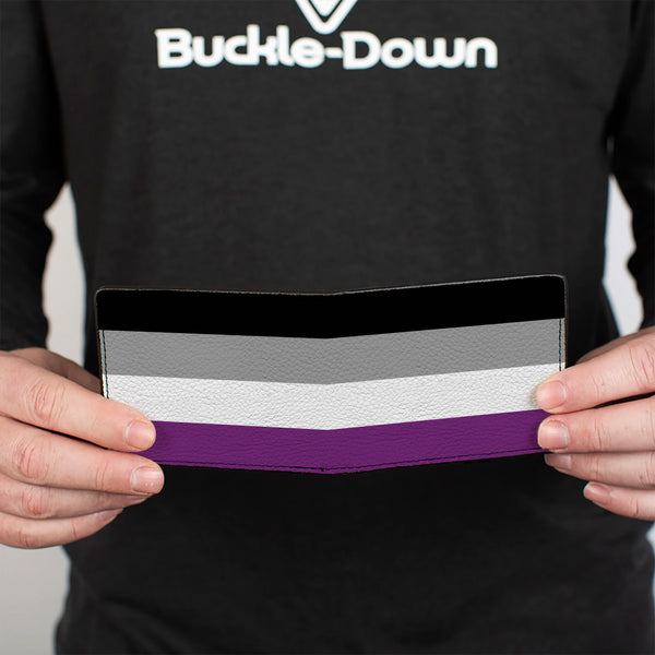 Buckle-Down Bi-Fold Wallet - Flag Asexual Black Gray White Purple