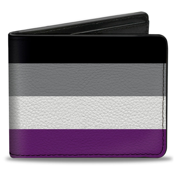 Buckle-Down Bi-Fold Wallet - Flag Asexual Black Gray White Purple