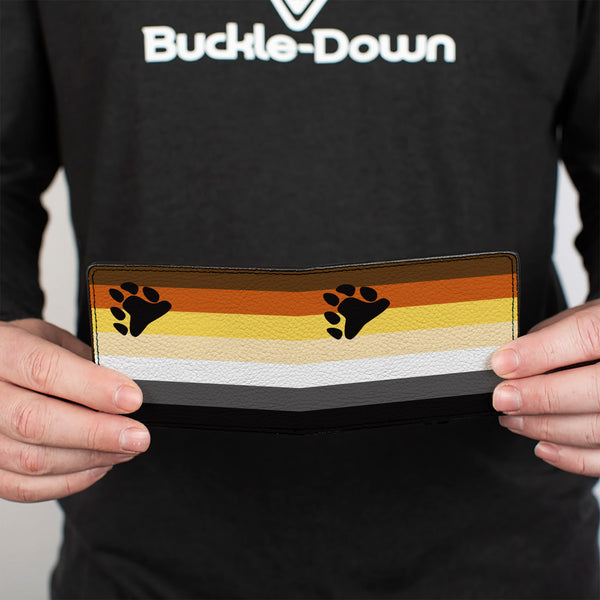 Buckle-Down Bi-Fold Wallet - Flag Bear Pride2 Black Brown Orange Yellow Tan White Gray Black