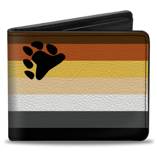Buckle-Down Bi-Fold Wallet - Flag Bear Pride2 Black Brown Orange Yellow Tan White Gray Black