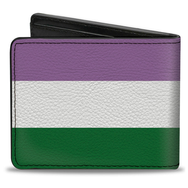 Buckle-Down Bi-Fold Wallet - Flag Genderqueer Lavender White Green