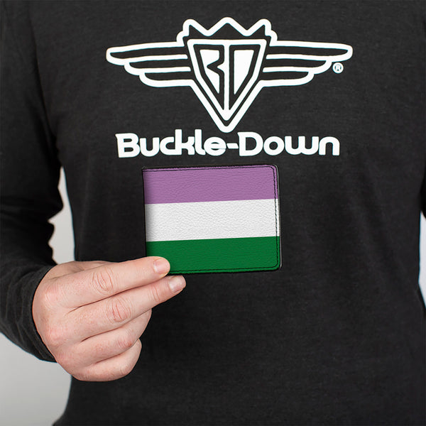 Buckle-Down Bi-Fold Wallet - Flag Genderqueer Lavender White Green