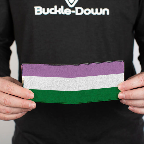 Buckle-Down Bi-Fold Wallet - Flag Genderqueer Lavender White Green