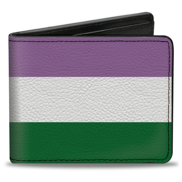 Buckle-Down Bi-Fold Wallet - Flag Genderqueer Lavender White Green