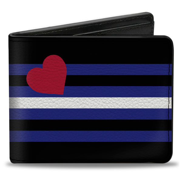 Buckle-Down Bi-Fold Wallet - Flag Leather Black Blue Red White