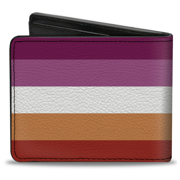 Buckle-Down Bi-Fold Wallet - Flag Lesbian Five Stripe Oranges White Pinks
