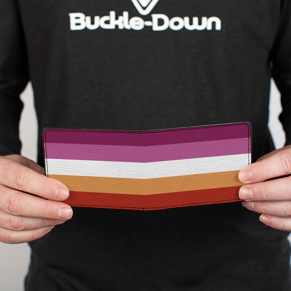 Buckle-Down Bi-Fold Wallet - Flag Lesbian Five Stripe Oranges White Pinks