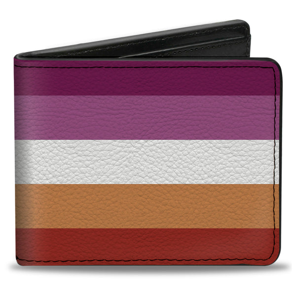 Buckle-Down Bi-Fold Wallet - Flag Lesbian Five Stripe Oranges White Pinks