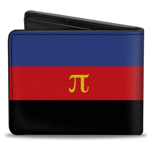 Buckle-Down Bi-Fold Wallet - Flag Polyamorous Pi Symbol Blue Red Black Yellow
