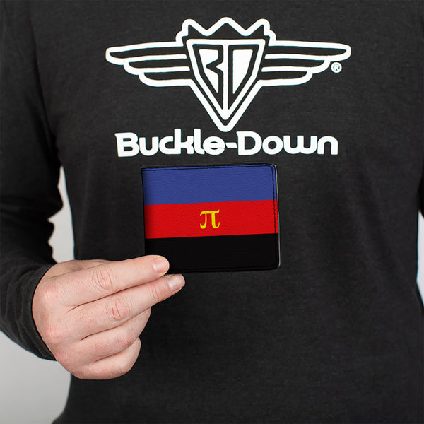Buckle-Down Bi-Fold Wallet - Flag Polyamorous Pi Symbol Blue Red Black Yellow