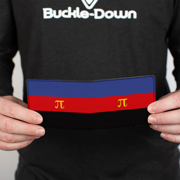 Buckle-Down Bi-Fold Wallet - Flag Polyamorous Pi Symbol Blue Red Black Yellow
