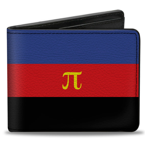 Buckle-Down Bi-Fold Wallet - Flag Polyamorous Pi Symbol Blue Red Black Yellow