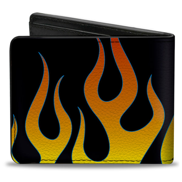 Buckle-Down Bi-Fold Wallet - Flames Black Yellow Orange