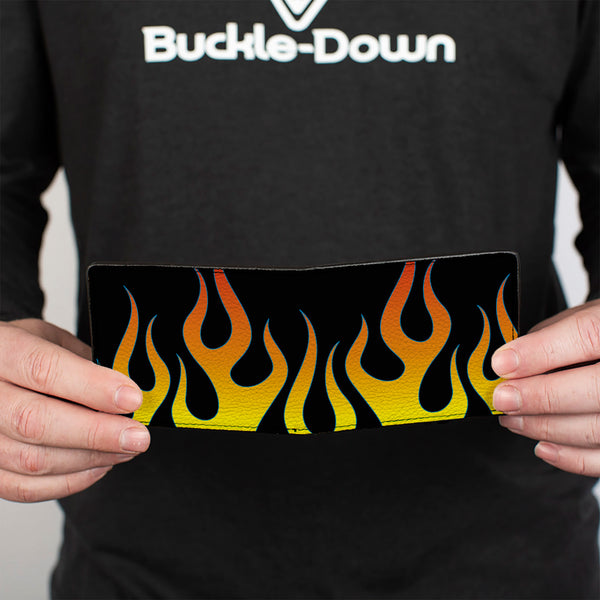 Buckle-Down Bi-Fold Wallet - Flames Black Yellow Orange