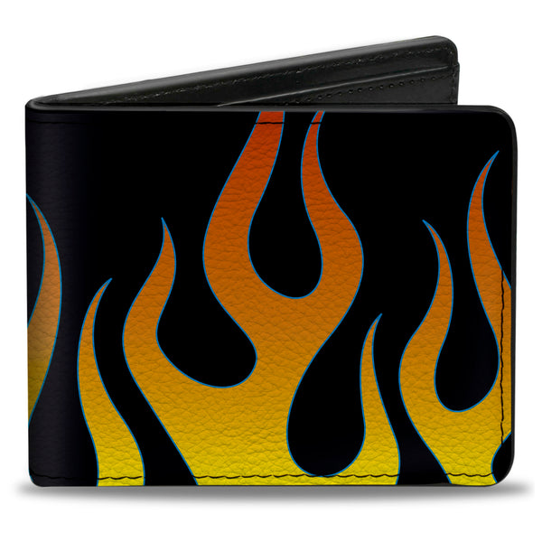 Buckle-Down Bi-Fold Wallet - Flames Black Yellow Orange