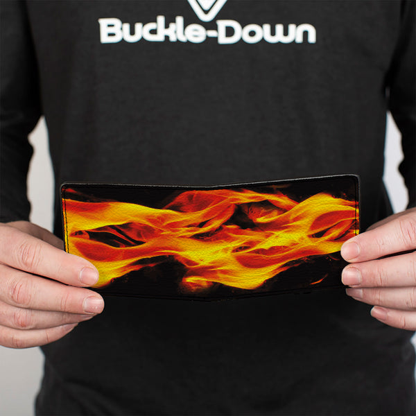 Buckle-Down Bi-Fold Wallet - Flames Vivid Black Orange